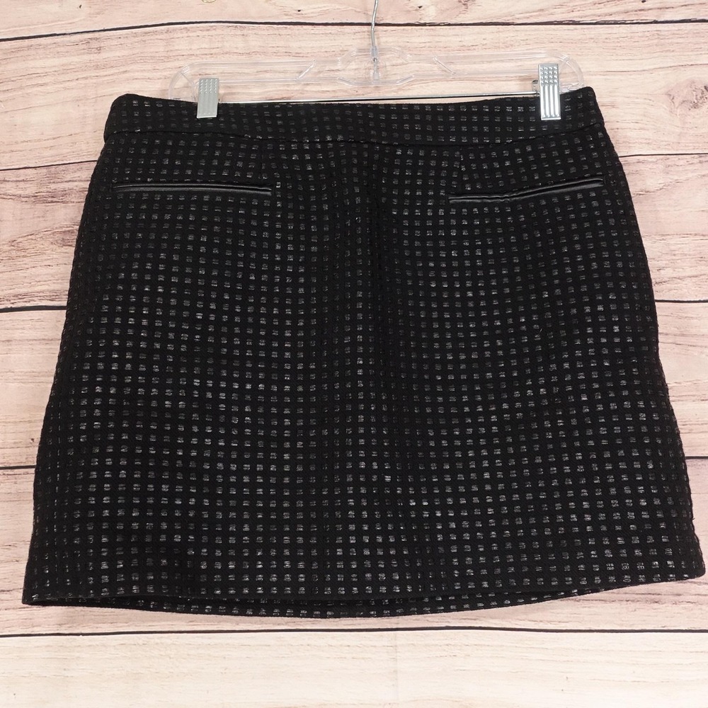 Gap Skirt Womens 8 Black Geometric Straight Short Lined Pockets Zip Mini